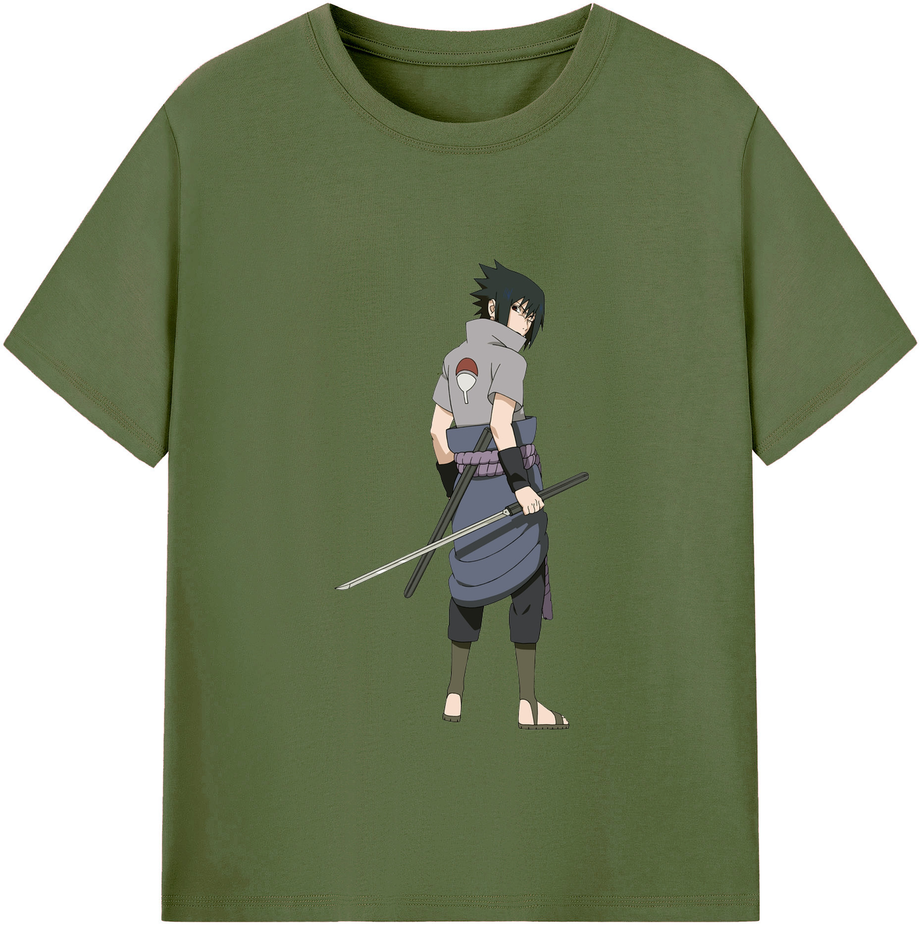 （画像用） NARUTO -ナルト- うちは サスケ Uchiha Sasuke 綿100％半袖Tシャツ（フロントプリント）
